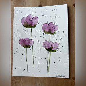 Beautiful Handpainted abstract watercolour flowers